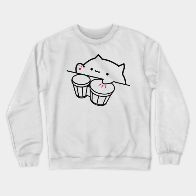 Bongo Cat Viral Music Cute Cat Meme Bongo Cat Crewneck Sweatshirt TeePublic